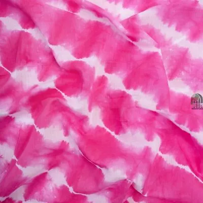 2.5 Yard Pink Shibori Tie Dye Cotton Fabric For Women's Clothing & Crafts • $32.31