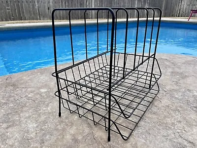 Mid Century Modern Metal Desk File Organizer Magazine Record Rack Book Tray Bin • $25