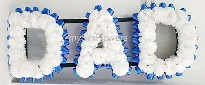 DAD Artificial Silk Funeral Tribute Any 3 Letter Name Flower Wreath NAN SON MUM • £44.99