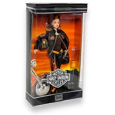 Harley-Davidson Motorcycle Barbie Doll Auburn Helmet Flames 2000 Collector 29207 • $105.98
