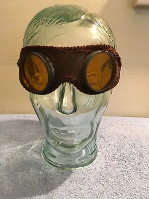 Vintage Steampunk Motorcycle Auto Glasses Goggles Antique Aviator Leather • $175