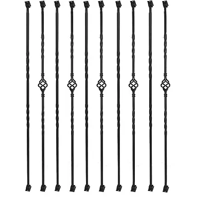 Sidasu Iron Balusters 10 Pc Hollow Single Basket Double Twist Stair Spindles $93 • $63