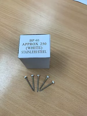 £3.75 • Buy Poly Pins (small Head) White Fascia Plastic Headed Fixing Steel Nails X250 Nails