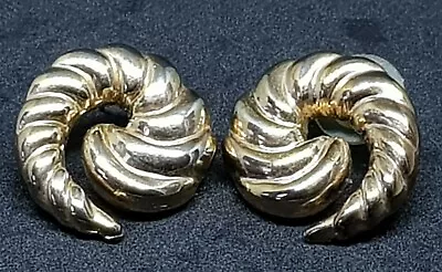 Vintage Costume Jewellery Gold Colour Horn Of Plenty Pierced  Earrings • £7.99