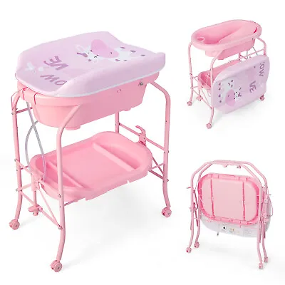 Portable Baby Changing Table Infant Nursery Station Diaper Changing Station Pink • £84.95