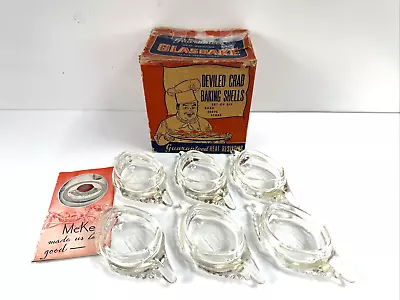 GlasBake Deviled Crab Baking Shells (6) By McKee W/ Recipe Vintage • $39.99