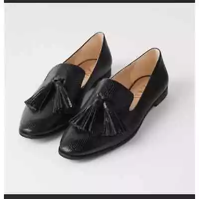 Zara Tasso Croc Black Tasseled Loafers Womens Size: 8 • $40.04