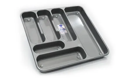 £4.99 • Buy Large Silver Grey Cutlery Tray For Kitchen Tidy Drawer Organiser In Plastic Tray