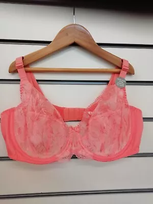 LADIES ALL OVER LACE UNDERWIRED FULL CUP BRA CORAL SIZE 36D NEW (ref 572) SALE • £7.95