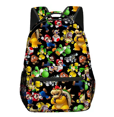 New Anime Super Mario Backpack Boys Cartoon School Bag Girls Shoulders Bag Gift • £16.79