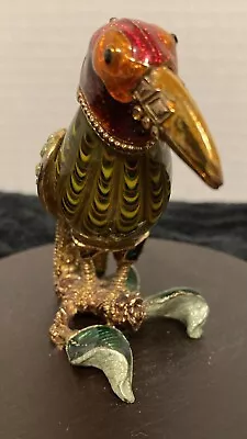 Metal And Enamel Hand Painted With Glass And Rhinestones Bird Figurine • $22.99