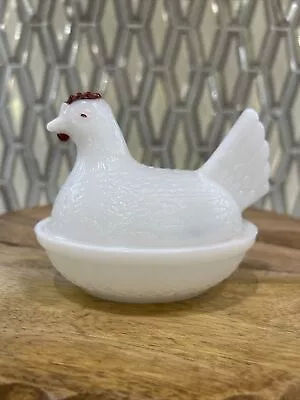 Vintage Hen On Nest • Milk Glass • Hazel Atlas • 4.5” • $18