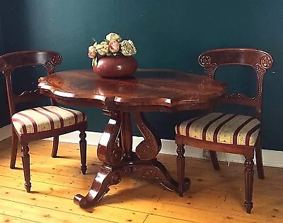 Antique 19th Set Sofa Coffee Table Chairs Biedermeier Mahogany Carved Victorian • $2397.49