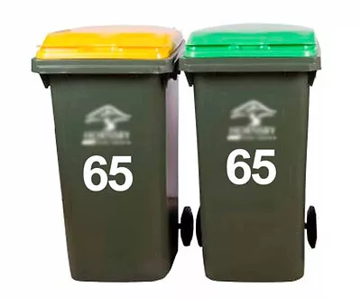 2x Wheelie Rubbish Garbage Bin Sticker House Number Decal • $14.99