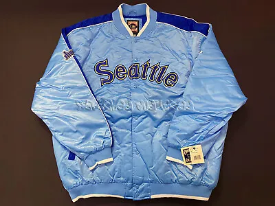 G-iii Seattle Mariners Satin Jacket Throwback Blue Vintage Nwt Full Snap 3xl • $124.99