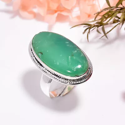 Chrysoprase Vintage Handmade Jewelry 925 Sterling Silver Ring Adjustable GSR5357 • $14.62