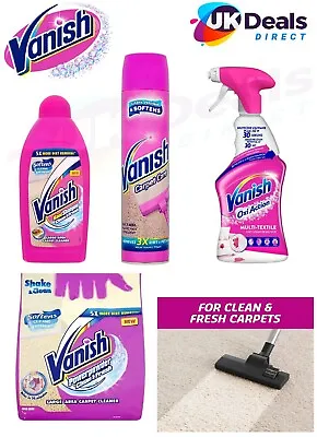 Vanish Carpet Cleaner Care Upholstery Dirt & Stain Removers Foam Powder Spray • £12.85