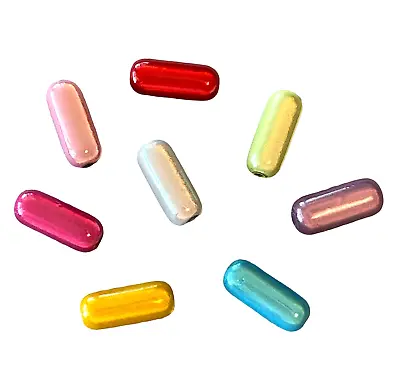 50 Miracle Illusion Beads Assorted 8 Color Mix ABS 16mm Capsule Tube Oval Beads • $4.99