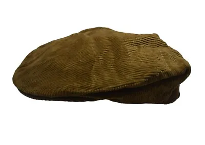Mens Vintage 80s Pale Brown Corduroy Flat Cap Hat Retro Indie Small • £8.95