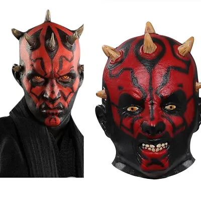 Star Wars Cosplay Darth Maul Horror Latex Mask Halloween Fancy Dress Headwear • £13.19
