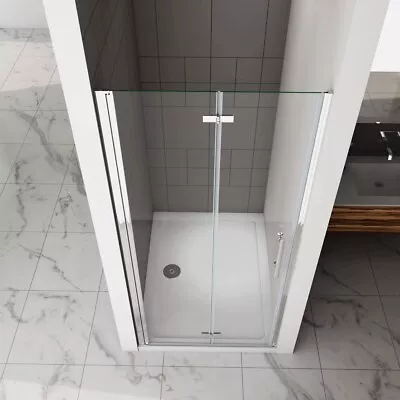 SKY Bathroom 760x1850mm Frameless Pivot BiFold Shower Enclosure Door • £50