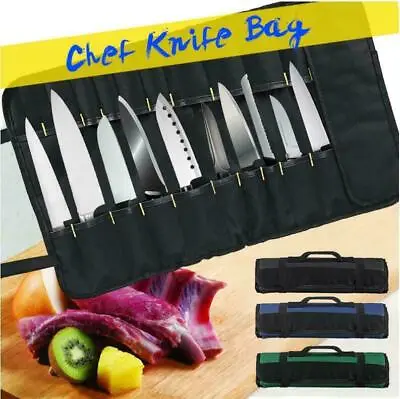 Portable 22 Pockets Kitchen Cooking Chef Knife Roll Carry Bag Storage Pouch Case • $18.69