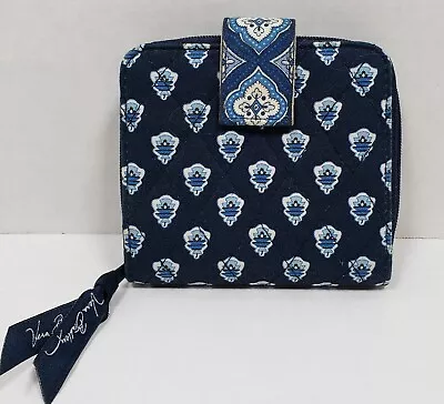 Vera Bradley~ Nantucket Navy~ Blue Medallion~ Bifold Mini Zip/ Snap Wallet • $9.98