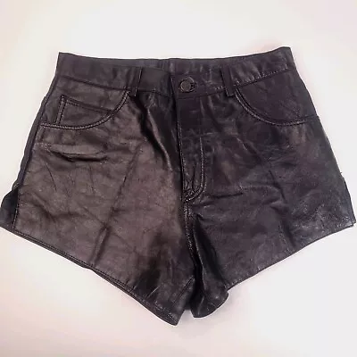 Bagazio Leather Shorts Vintage Size 32 Actual Size 28 Boho Biker 80s 90s Glam • $100