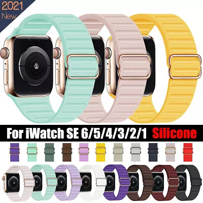 $9.99 • Buy Soft Silicone Sport Band Strap For Apple Watch Series 7 6 5 3 IWatch SE 40 44mm