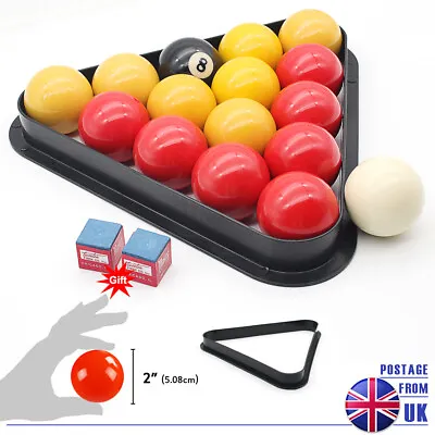 £23.64 • Buy 2  Inch Red And Yellow Pool 16 Balls & Triangle Rack For Pool Billiards Snookers