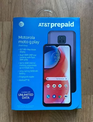 UNLOCKED Motorola Moto G Play 2021-32GB - Flash Gray ATT Prepaid - WITH BONUS • $99