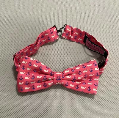 Rare Vineyard Vines Pink Ocean Design Pre-Tied Adjustable Bow Tie Silk NEW • $29.99