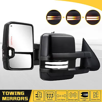 Tow Mirrors Smoked Switchback Heated For 2003-2007 Chevy Silverado GMC Sierra • $170.99