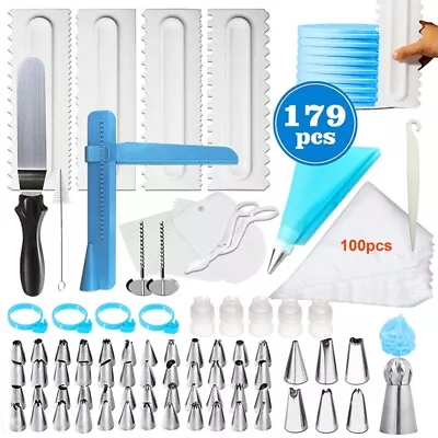 £32.39 • Buy 179PCS Cake Decorating Turntable Tool Set Spatula Rotating Stand Nozzles Kit UK