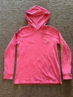 Girls Vineyard Vines Hooded Long Sleeve Tee Pink W/Gold Logo Size L • $1.99