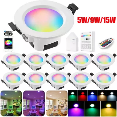 5W/9W/15W Smart RGB+CCT Bluetooth LED Downlight Dimmable For Google Home Alexa • $426.54