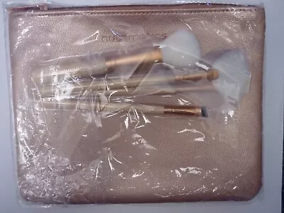 Nutrimetics Rose Gold Makeup Brush Set & Zippered Bag - 5 Piece - New In Packet • $34.95