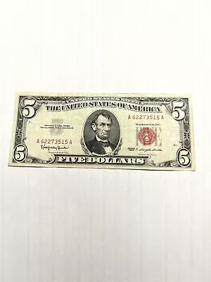 1963 Red Seal $5 Dollar Note • $12.50