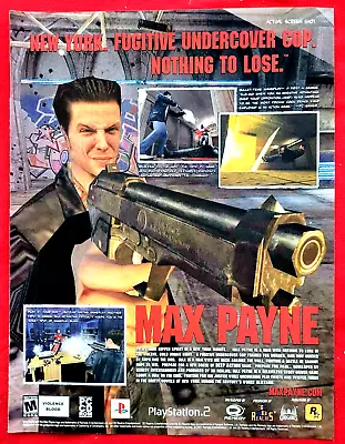 RARE!  2001 MAX PAYNE PC Xbox PlayStation Video Game Promo Art PRINT AD  • $15.99