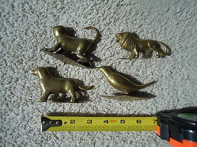 4 Vintage Metal Animals: Lion Monkey Dog Bird • $17.99