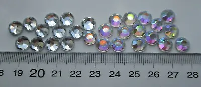 Crystals Flat Back Rhinestones GLUE On Acrylic Stones ROUND 9 MM-8 SIDED AB & CL • £3.75