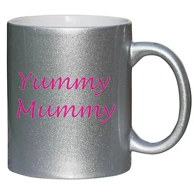 Yummy Mummy Novelty Funny Secret Santa Christmas Gift Mug Silver Glitter • £17