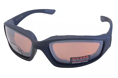 Maxx Sunglasses IM012-7 Black Frame Amber Tinted Foam Padded UV400 Driving • $25.99