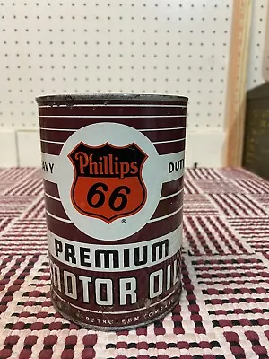 Vintage Phillips 66 Empty Metal 1 Qt Oil Can • £58.39