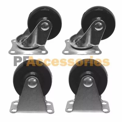 4 Pcs 1.6  Caster Wheels Hard Plastic Base Metal Top (2 Fixed + 2 Swivel Set) • $8.69