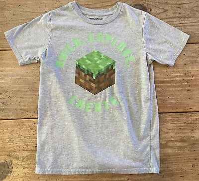 MINECRAFT T-Shirt~Young Men’s SMALL~S/S Cotton-Poly GRAY Mojang Mad Engine EUC • $8.09