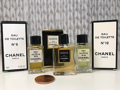Vintage Lot Of 3 CHANEL *MINI* Perfumes COCO No.5 And No.19 EDT 0.13 Oz/4ml NEW • $59.99