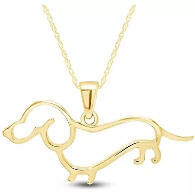 Dachshund Dog Pendant 18  Necklace 14K Yellow Gold Plated 925 Sterling Silver • $48.75