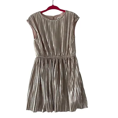 Zara Gold Pleated Dress Girls 3-4Y Satin • $10