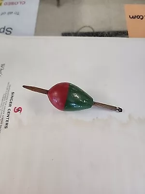 Vtg Antique Wood Wooden Fishing Bobber Float Red And Green Painted 1920 1930s • $19